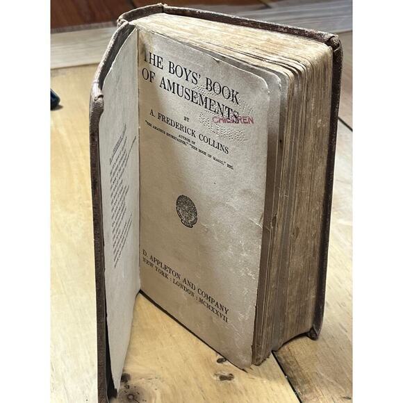 Antique Boys Book of Amusements by A. Frederick Collins 1929. Original Bookmark! - Picture 1 of 9
